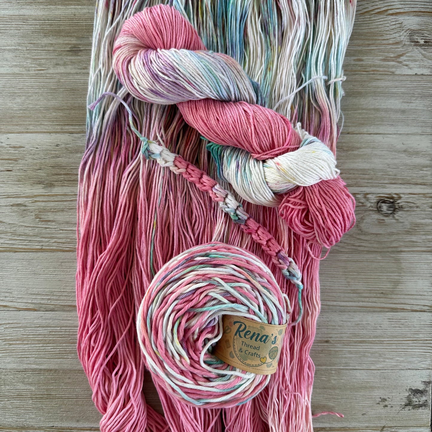 Summer Pink, Hand Dyed Cotton Natural Fiber Yarn-YARN-RenasThreadandCrafts-RenasThreadandCrafts