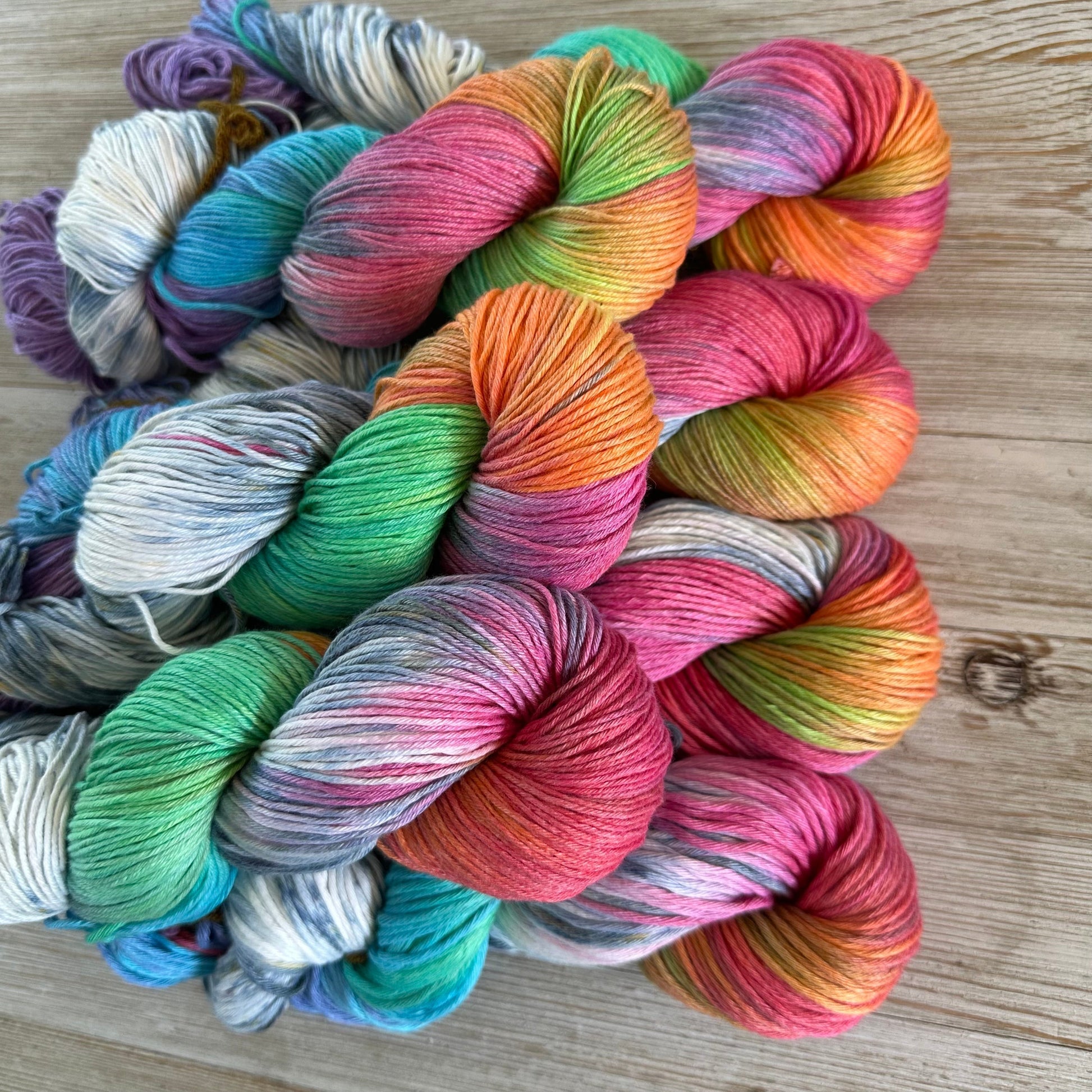 Twisted Rainbow, Hand Dyed Cotton Natural Fiber Yarn-YARN-RenasThreadandCrafts-RenasThreadandCrafts