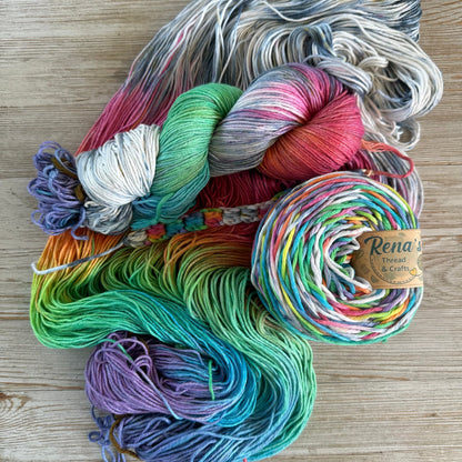 Twisted Rainbow, Hand Dyed Cotton Natural Fiber Yarn-YARN-RenasThreadandCrafts-RenasThreadandCrafts