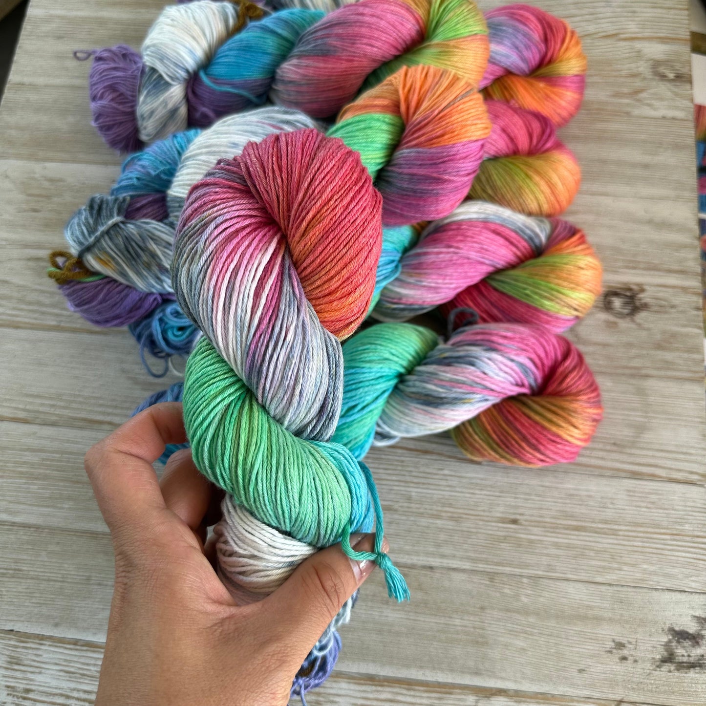 Twisted Rainbow, Hand Dyed Cotton Natural Fiber Yarn-YARN-RenasThreadandCrafts-RenasThreadandCrafts