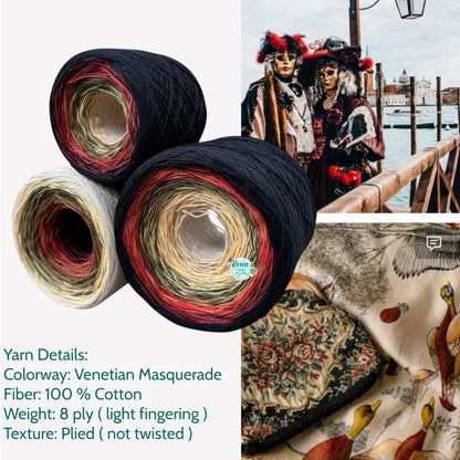 Venetian Masquerade, Gradient Cotton Natural Fiber Yarn