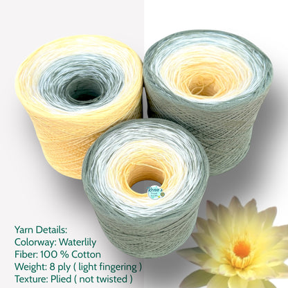 Waterlily, July Birth Flower, Gradient Cotton Natural Fiber Yarn